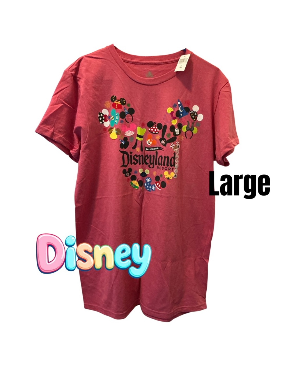 Disney Kids' Red Graphic Tee with Mickey Ear Collage